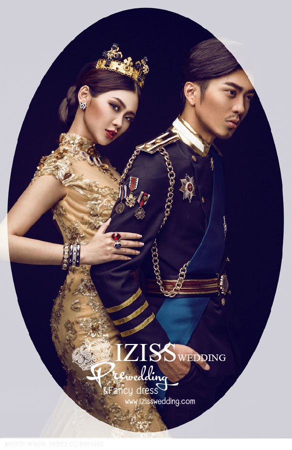 PW283 - Preorder ชุดคู่ถ่ายพรีเวดดิ้ง (prewedding dress) & ชุดแต่งงานแฟนซี (Fancy wedding dress)ชายหญิง "ธีมสีทอง-ดำ"