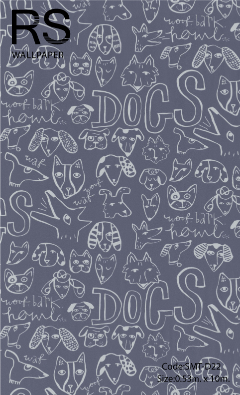 วอลเปเปอร์ลายตัวหนังสือมีสัตว์ต่างๆด้วย SMT-D22