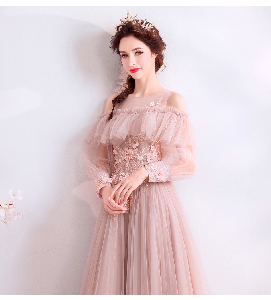 DL109 **พรีออเดอร์** ชุดออกงานสีชมพูกะปิ ชุดราตรี เดรสยาวออกงาน (Night party dresses) ชุดไปงานแต่งงานสวยๆ "ธีมสีชมพูกะปิ"