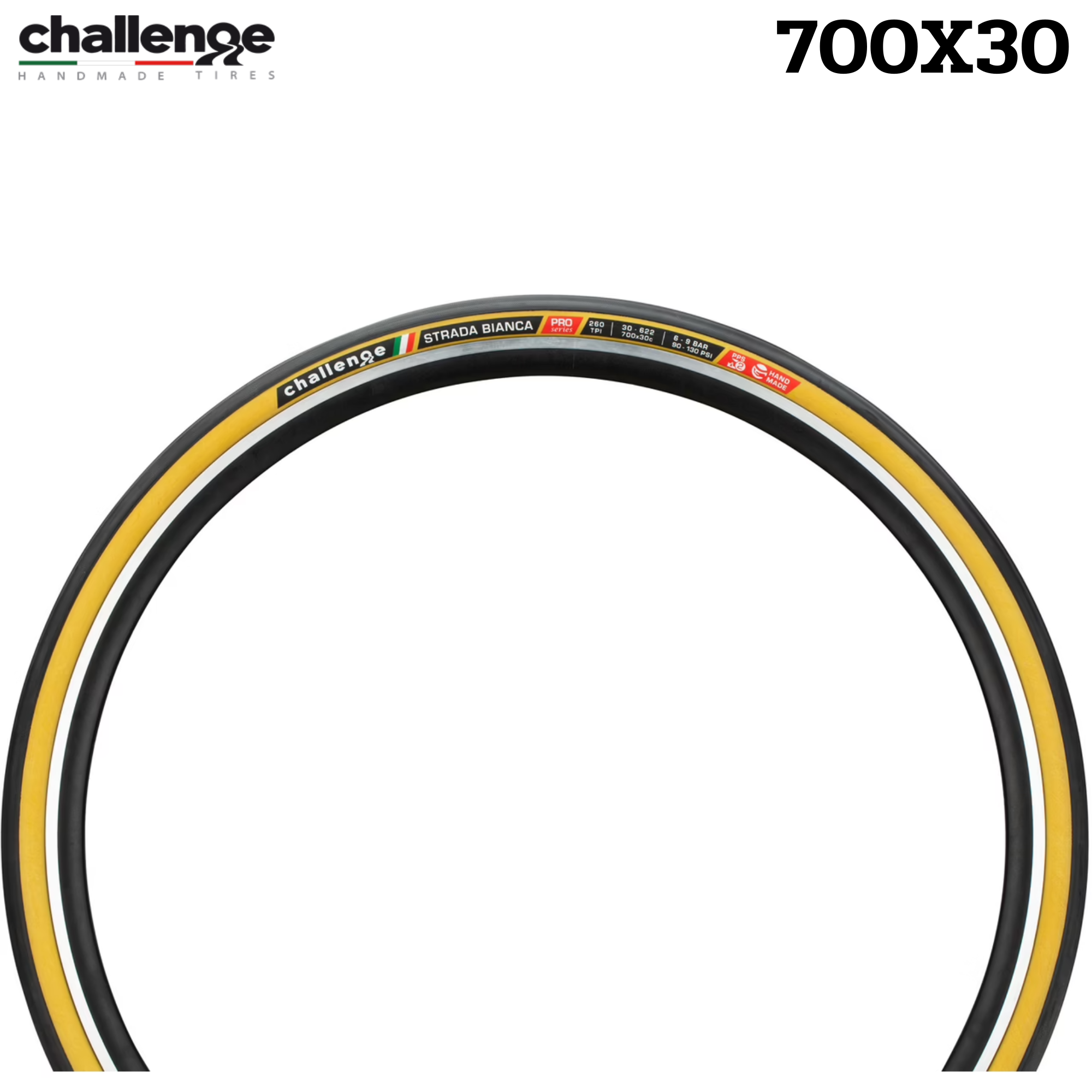 ยางฮาล์ฟ ยางนอกจักรยานเสือหมอบ Challenge Strada Pro 28" Tubular Tyre 700X30