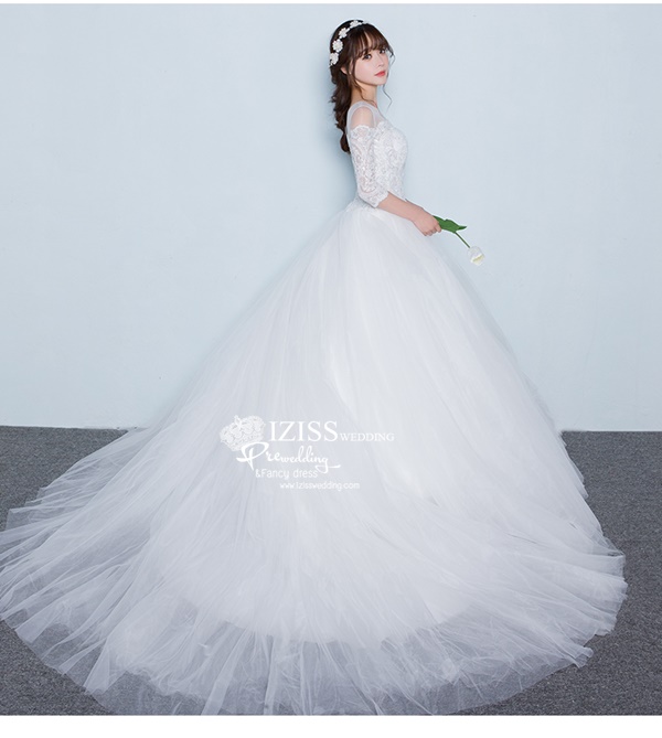 BR321 **พร้อมส่งแบบหางยาวค่ะ**ชุดแต่งงาน&ชุดเจ้าสาวแบบยาวสีขาวเกรดพรีเมี่ยม หรูหราน่ารัก สวยโดดเด่นไม่ซ้ำใคร