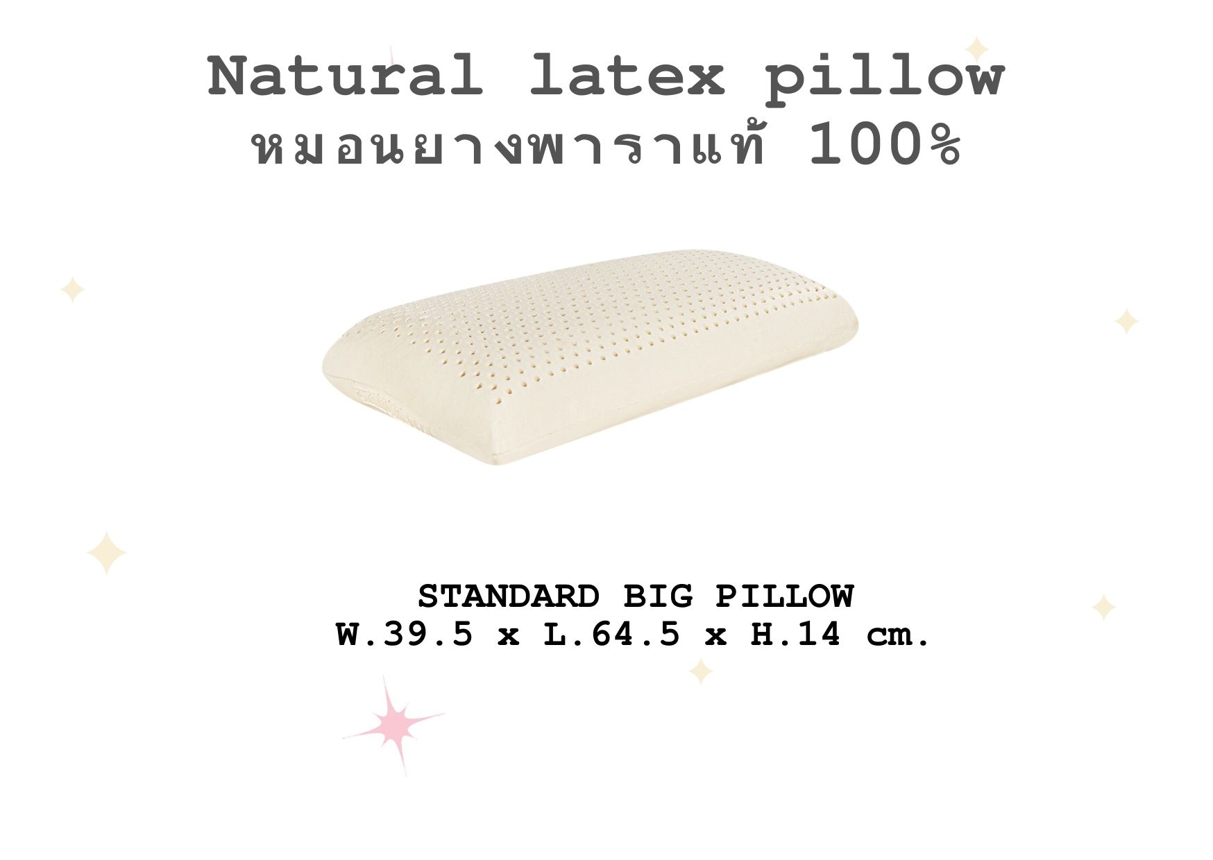 Rehab หมอนยางพารา เพื่อสุขภาพ รุ่น Standard Queen นอนหลับสบายตลอดคืนไม่ปวดคอ
