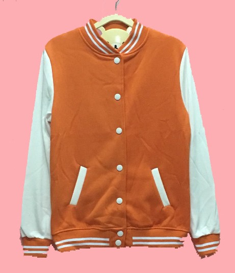 เสื้อเบสบอลสีส้ม Baseball Jacket Orange-White