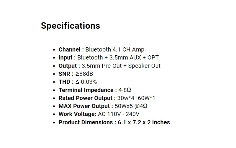 Fosi HT4S Bluetooth Amplifier ตั้งโต๊ะ ชิป TPA3116 x2 รองรับการตั้งค่าช่องสัญญาณเสียง 4.1 หรือ 5.0 ประกันศูนย์ไทย
