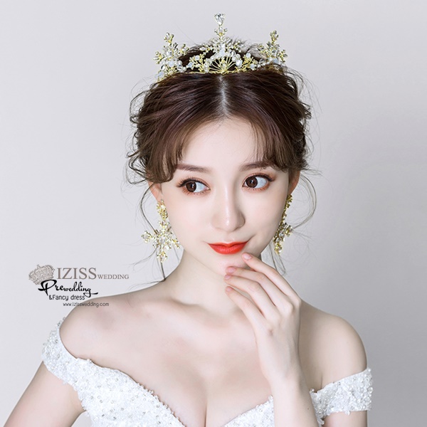 AC002 **พรีออเดอร์**ชุดเทียร่า มงกุฎเพชรพร้อมต่างหู ชุดเครื่องประดับเจ้าสาวสวยหรูดุจเจ้าหญิง