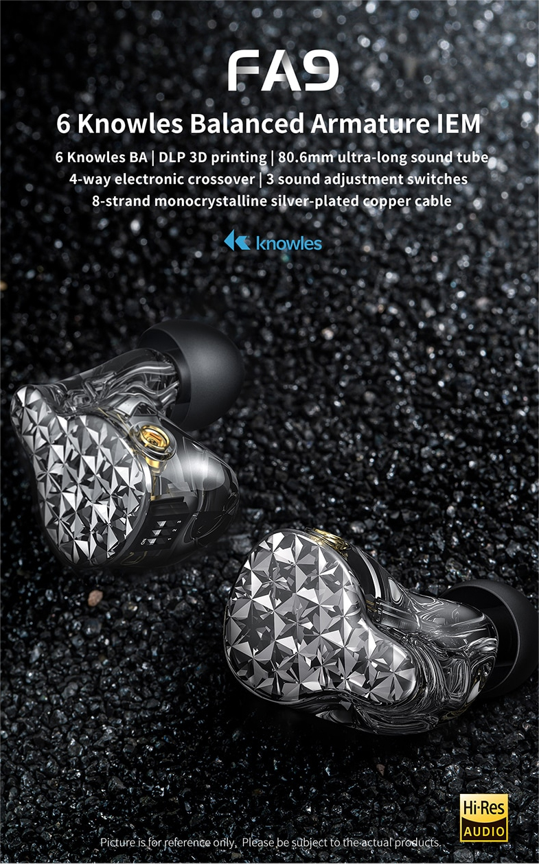 ขาย FiiO FA9 หูฟัง 6 ไดร์เวอร์ Knowles (6BA) 4-way Crossover ปรับแต่งเสียงได้ สาย monocrystalline ถัก8