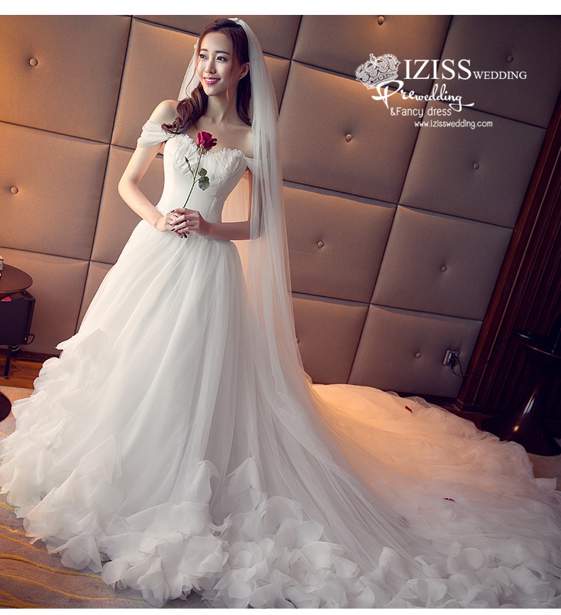 BR333 **พรีออเดอร์**ชุดแต่งงาน&ชุดเจ้าสาวแบบยาวอลังการ สีขาวเกรดพรีเมี่ยม หรูหราน่ารัก สวยโดดเด่นไม่ซ้ำใคร