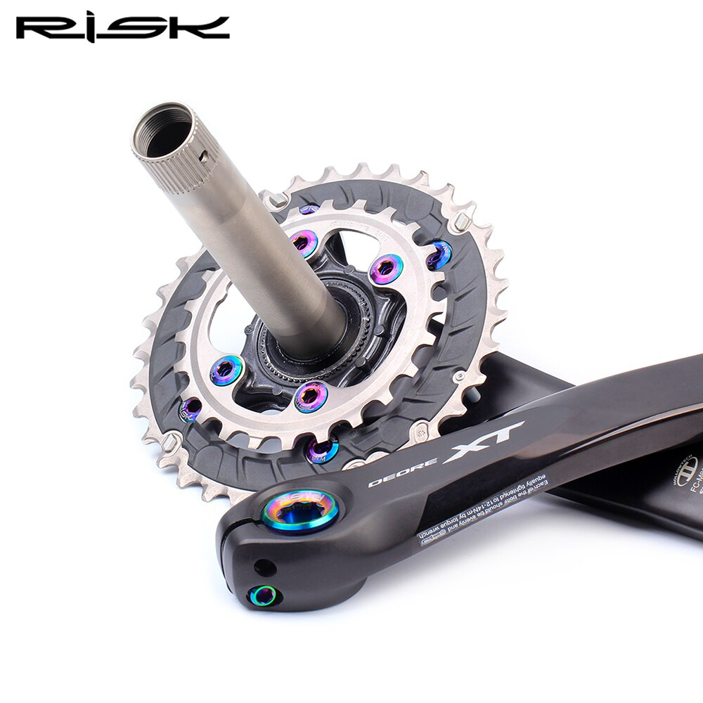 ชุดเซ็ตน็อตไทเทเนี่ยมแท้ RISK สำหรับชุดขับจักรยาน SHIMANO XT M7000 M8000 Titanium Bolts Screws