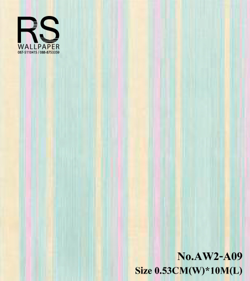 วอลเปเปอร์ ลายทางลง สีฟ้า ครีม ชมพูมีกลิเตอร์ วิ้งๆ AW2-A09