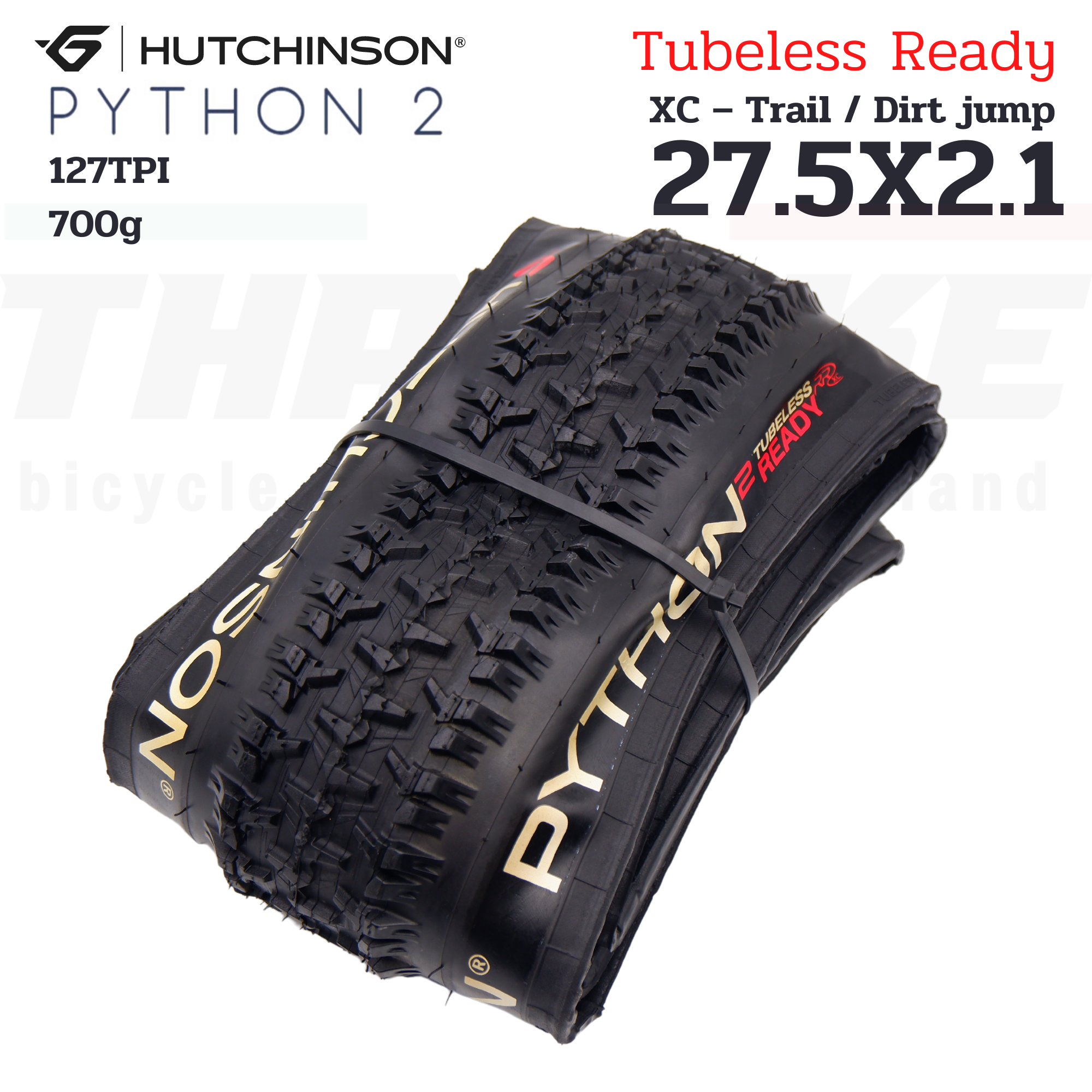 127TPI ยางนอกจักรยานขอบพับเสือภูเขา HUTCHINSON PYTHON 2 26X2.1 27.5X2.1 29X2.1 TUBELESS