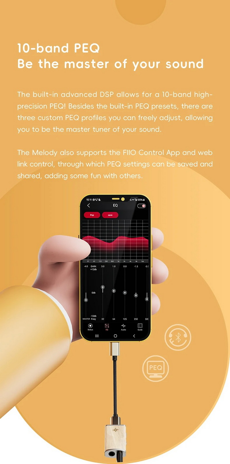 SNOWSKY Melody DAC/AMP ชิป DAC Cirrus Logic 43131 บอดี้ไม้แท้ ปรับ EQ ได้ผ่านแอป เสียงเที่ยงตรง ประกันศูนย์ไทย