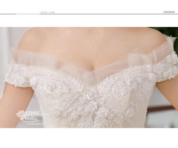 BR349 **พรีออเดอร์**ชุดแต่งงาน&ชุดเจ้าสาวแบบยาวอลังการ สีขาวเกรดพรีเมี่ยม หรูหราน่ารัก สวยโดดเด่นไม่ซ้ำใคร