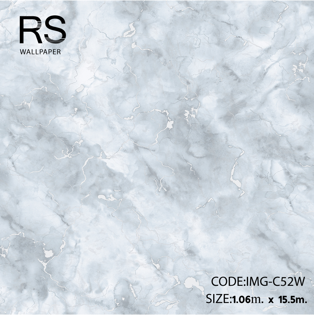 วอลเปเปอร์ลายหินอ่อน สีขาวฟ้าIMG-C52W