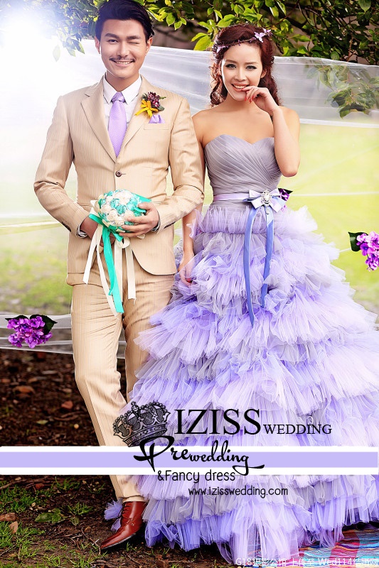 PW253 **พรีออเดอร์**ชุดคู่ถ่ายพรีเวดดิ้ง (prewedding dress) & ชุดแต่งงานแฟนซี (Fancy wedding dress)ชายหญิง "ธีมสีม่วงน้ำตาล"