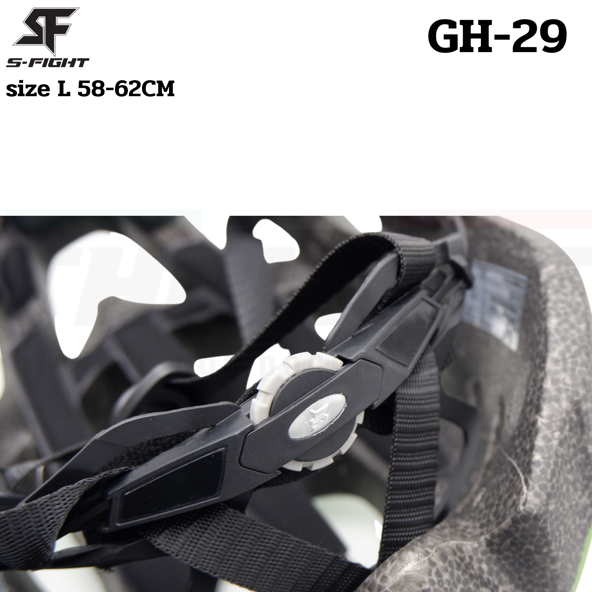 หมวกกันน็อคจักรยาน S-FIGHT GH-29 ขนาด L เหมาะสำหรับรอบศีรษะ 58-62 ซม. ใช้ได้ทั้งจักรยานเสือหมอบและเสือภูเขา.