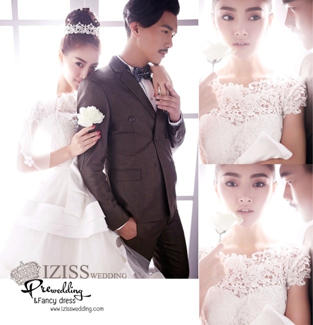 PW150 - Pre order ชุดคู่ถ่ายพรีเวดดิ้ง (prewedding dress) & ชุดแต่งงานแฟนซี (Fancy wedding dress)ชายหญิง "ธีมสีขาว-เทา"
