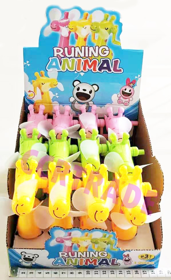 พัดลมยีราฟสีหวาน มือหมุนกล่อง 18.5 ซม.