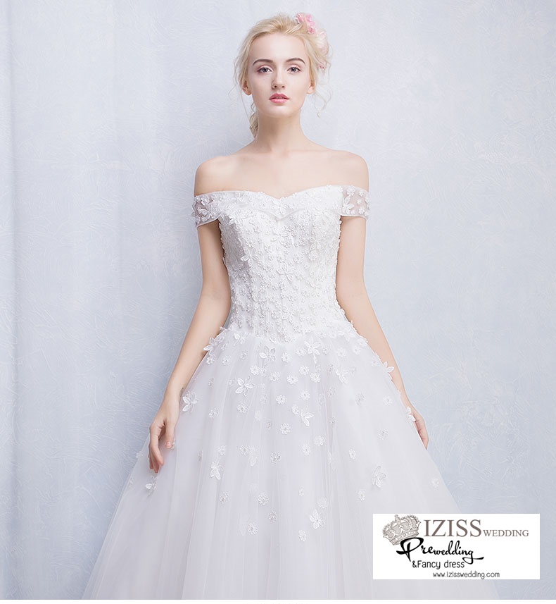 ฺBR103 **พรีออเดอร์**ชุดแต่งงาน&ชุดเจ้าสาวแบบยาวสีขาวเกรดพรีเมี่ยม เปิดไหล่ มีแขน หรูหราน่ารัก สวยโดดเด่นไม่ซ้ำใคร