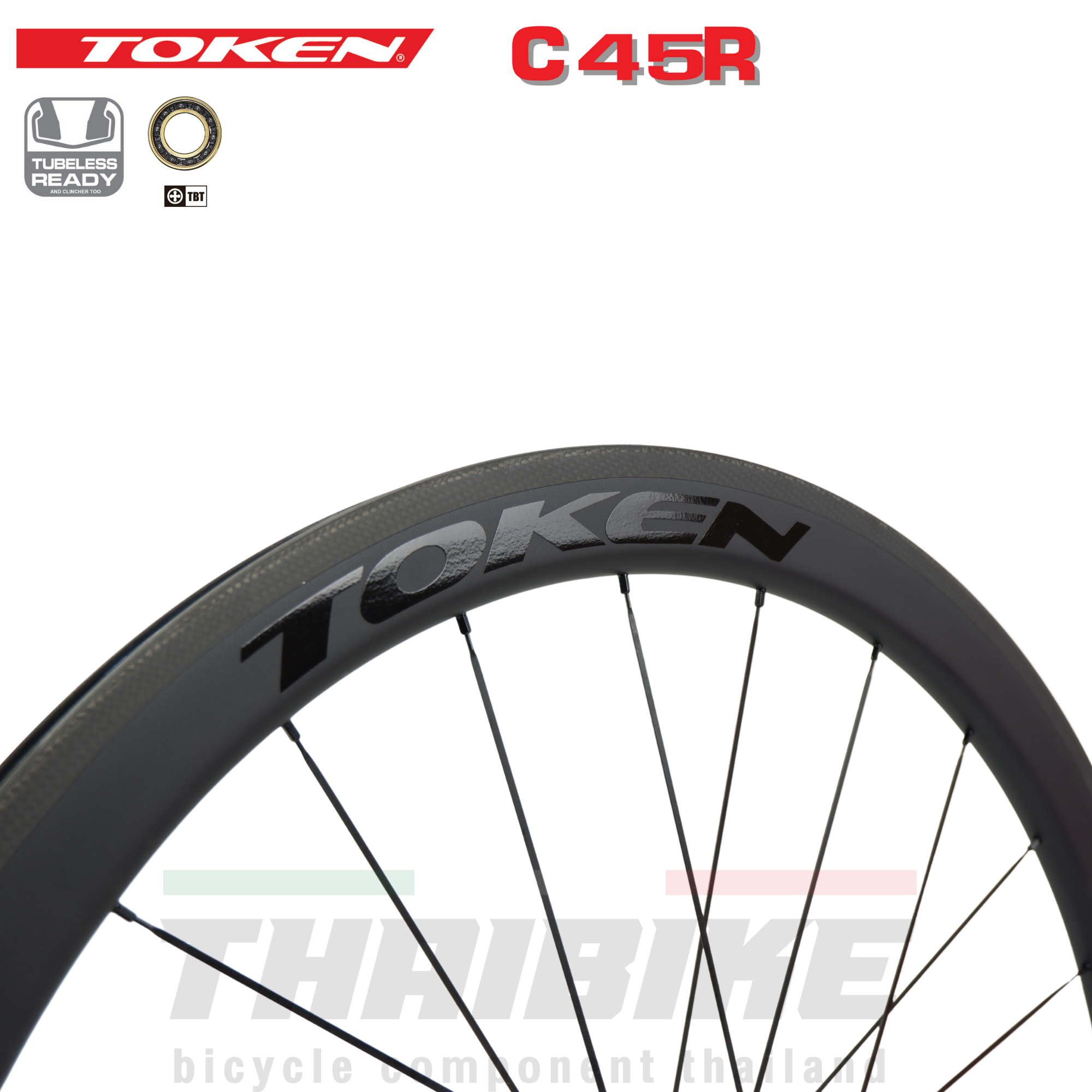 ล้อจักรยานเสือหมอบคาร์บอน TOKEN C45R/C45D แบบเซรามิค FULL CARBON