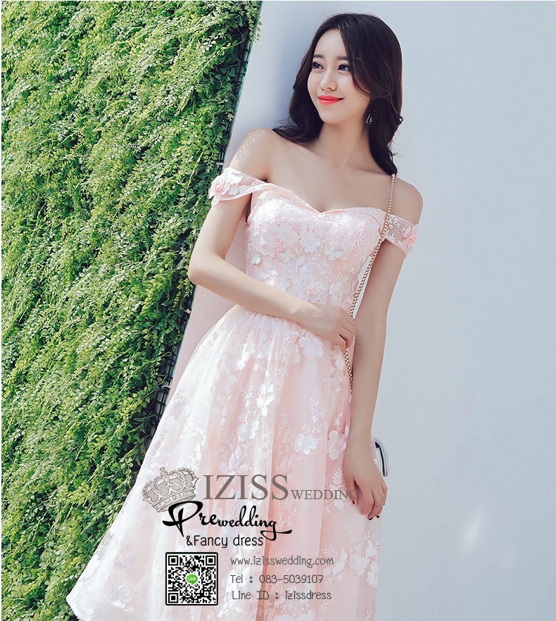DS031 - **Pre order** ชุดราตรี เดรสสั้นออกงาน (short dresses) ชุดไปงานแต่งงานสวยๆ "ธีมโอโรส"