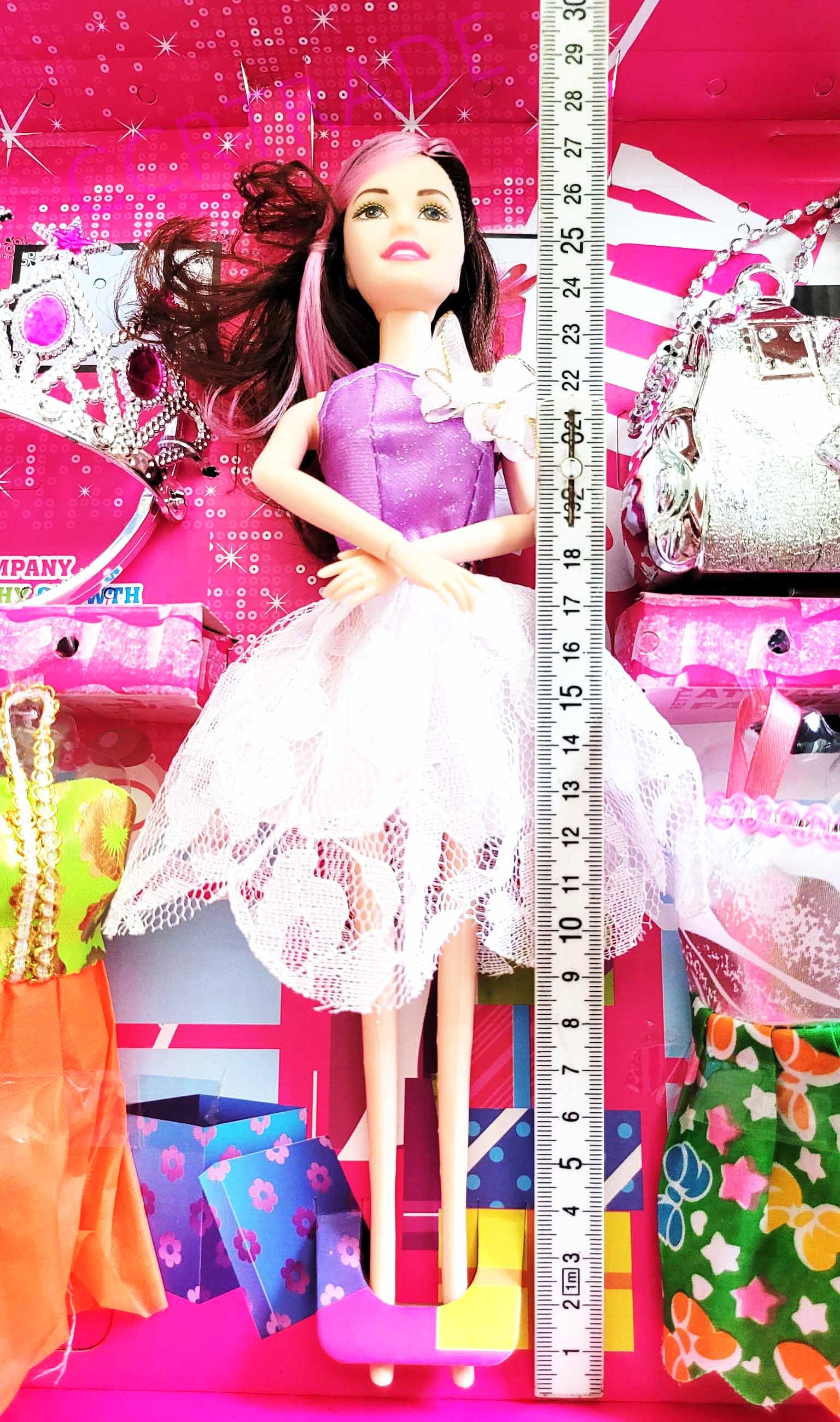 เซ็ทบาร์บี้กระเป๋ามงกุฎ+ชุดกระโปรง 8 ชุดกล่องใหญ่ 38 ซม.(1x3)