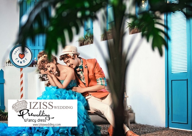 PW189 - Pre order ชุดคู่ถ่ายพรีเวดดิ้ง (prewedding dress) & ชุดแต่งงานแฟนซี (Fancy wedding dress)ชายหญิง "ธีมสีฟ้า-ส้ม"