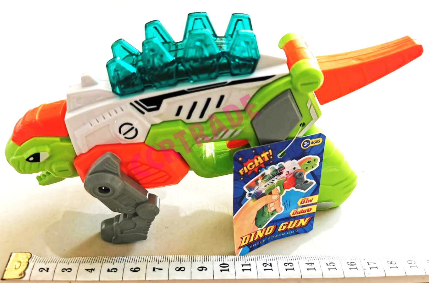 ปืนไดโนเสาร์แปลงร่าง มีเสียง มีไฟ 13x19 ซม.(1x4ชิ้น)
