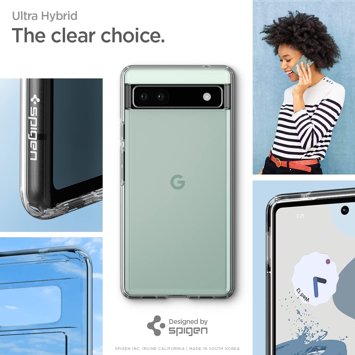 Spigen Ultra Hybrid Designed for Pixel 6a Case - Crystal Clear