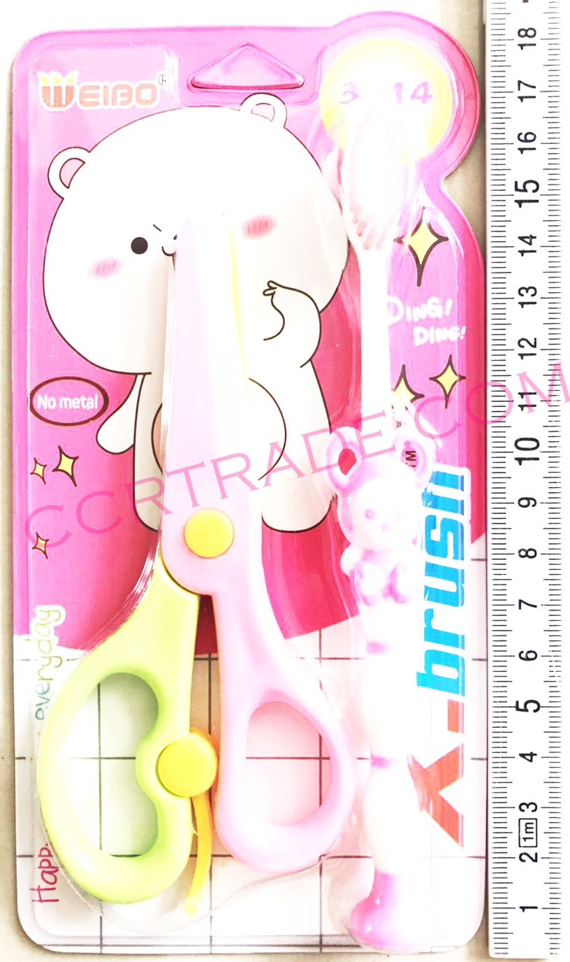 แปรงสีฟันเด็ก+กรรไกรแผง 18.5 ซม.