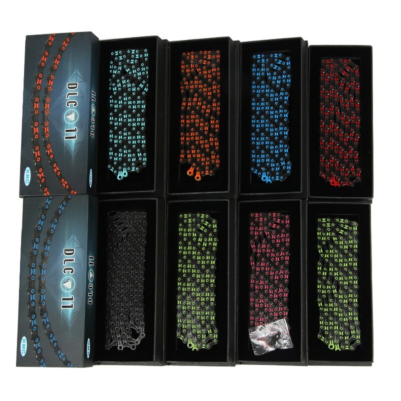 ของแท้ โซ่เพชร Kmc x11sl dlc, complete hollow super light chain, diamond chain color, 11 speed