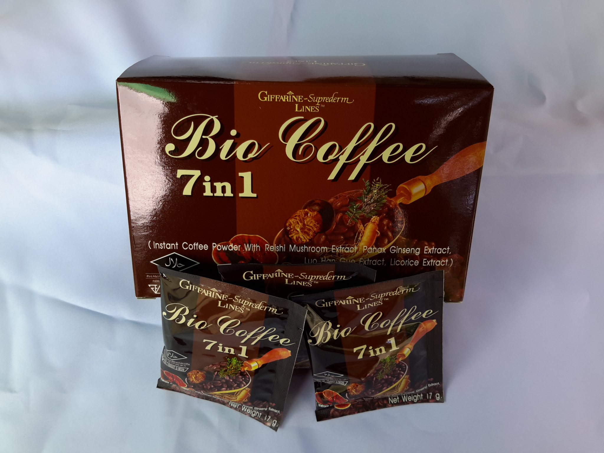 กาแฟไบโอ คอฟฟี่ เซเว่นอินวัน (กาแฟผสมเห็ดหลินจือสกัด,โสมสกัด,หล่อฮังก้วยสกัด,ชะเอมสกัด)