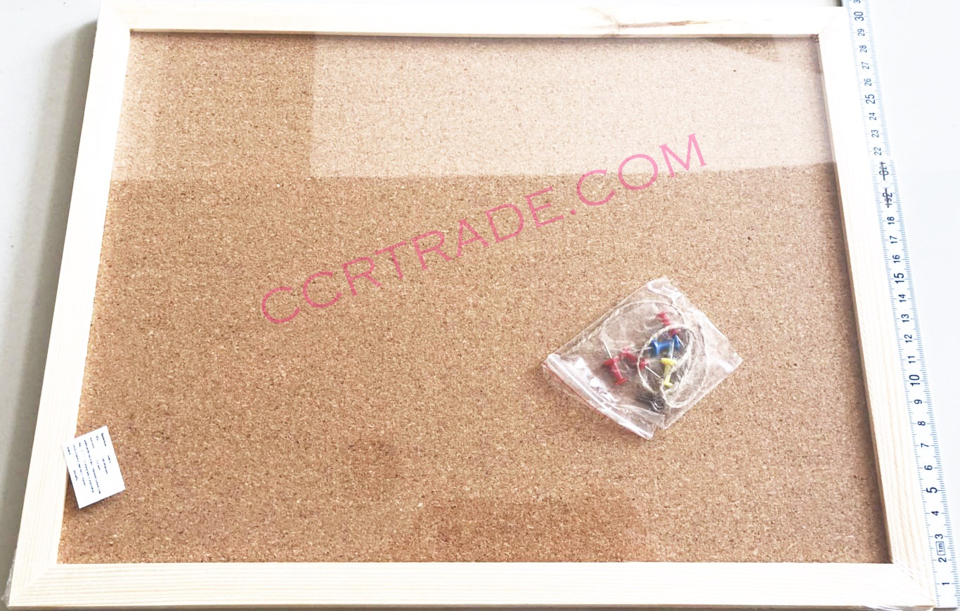 กระดานหมุด ขอบไม้+ชุดแขวน 30x40 ซม.(1x3)