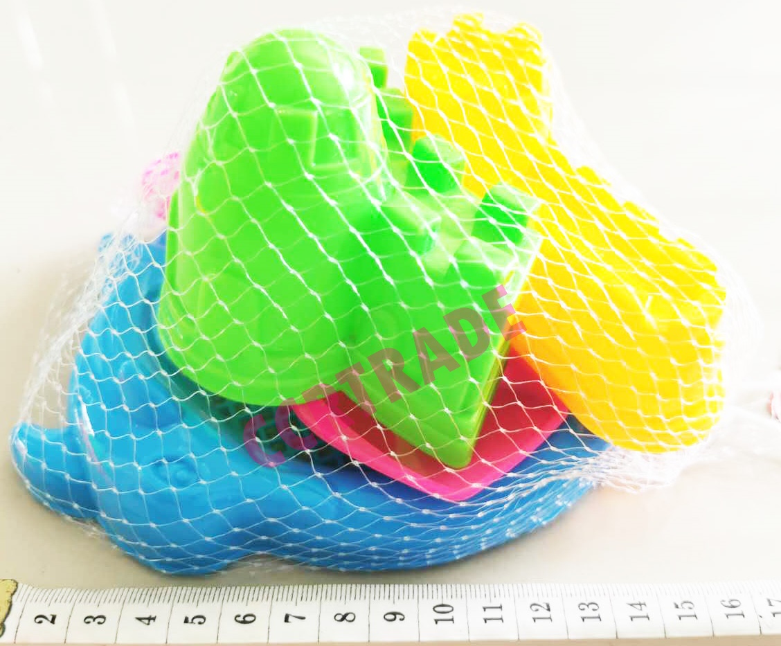 ถาดโลมาเล่นทราย 5 ชิ้น ถุงตาข่าย 16.5 ซม.