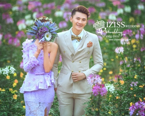 PW360 - **พรีออเดอร์ค่ะ** ชุดคู่ถ่ายพรีเวดดิ้ง (prewedding dress) & ชุดแต่งงานแฟนซี (Fancy wedding dress)ชายหญิง "ธีมสีม่วง-น้ำตาลอ่อน"