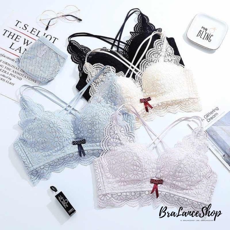 BLS✿1601 Setบรา+กกน. ชุดชั้นในลูกไม้ แต่งสายหลังได้หลายแบบ