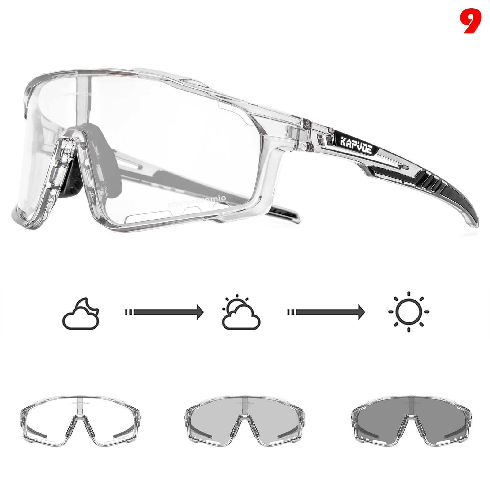 แว่นตากันแดดโฟโตโครมิกปรับแสงออโต้ Kapvoe TK76 X76 ปั่นจักรยาน วิ่ง เดินป่า