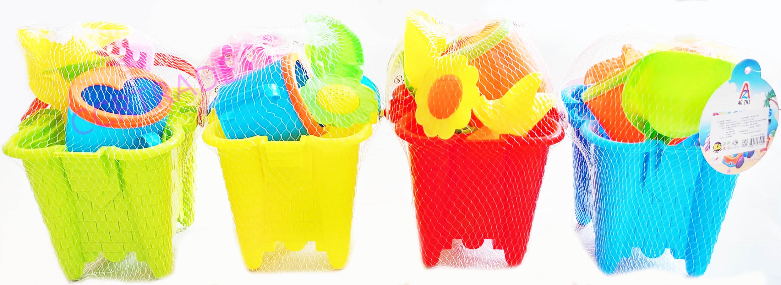 ชุดเล่นทรายปราสาท 7 ชิ้นถุงตาข่าย 15.5x23 ซม.(1x3)