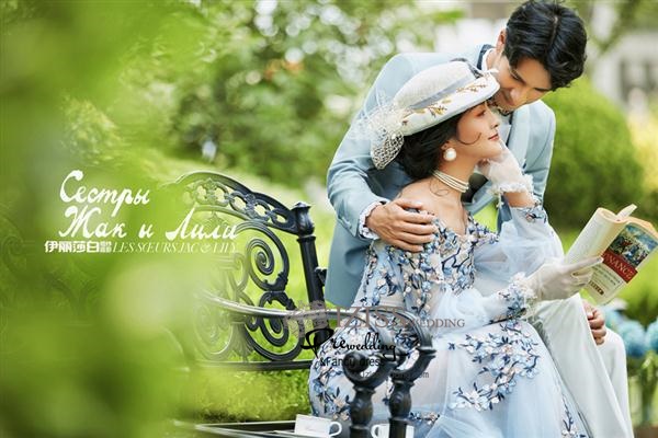 PW605- **พรีออเดอร์**ชุดแต่งงานแฟนซี ชุดเดรสสีฟ้า ชุดถ่ายพรีเวดดิ้ง (prewedding dress) & ชุดแต่งงานแฟนซี (Fancy wedding dress) "ธีมสีฟ้า"