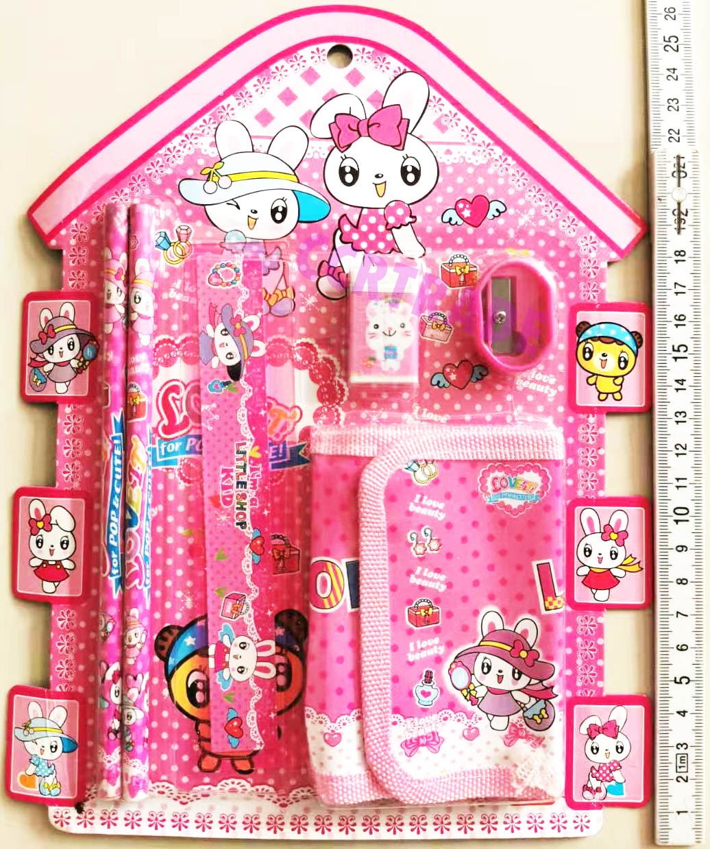 ชุดเครื่องเขียน+กระเป๋าแผงบ้าน 26 ซม.