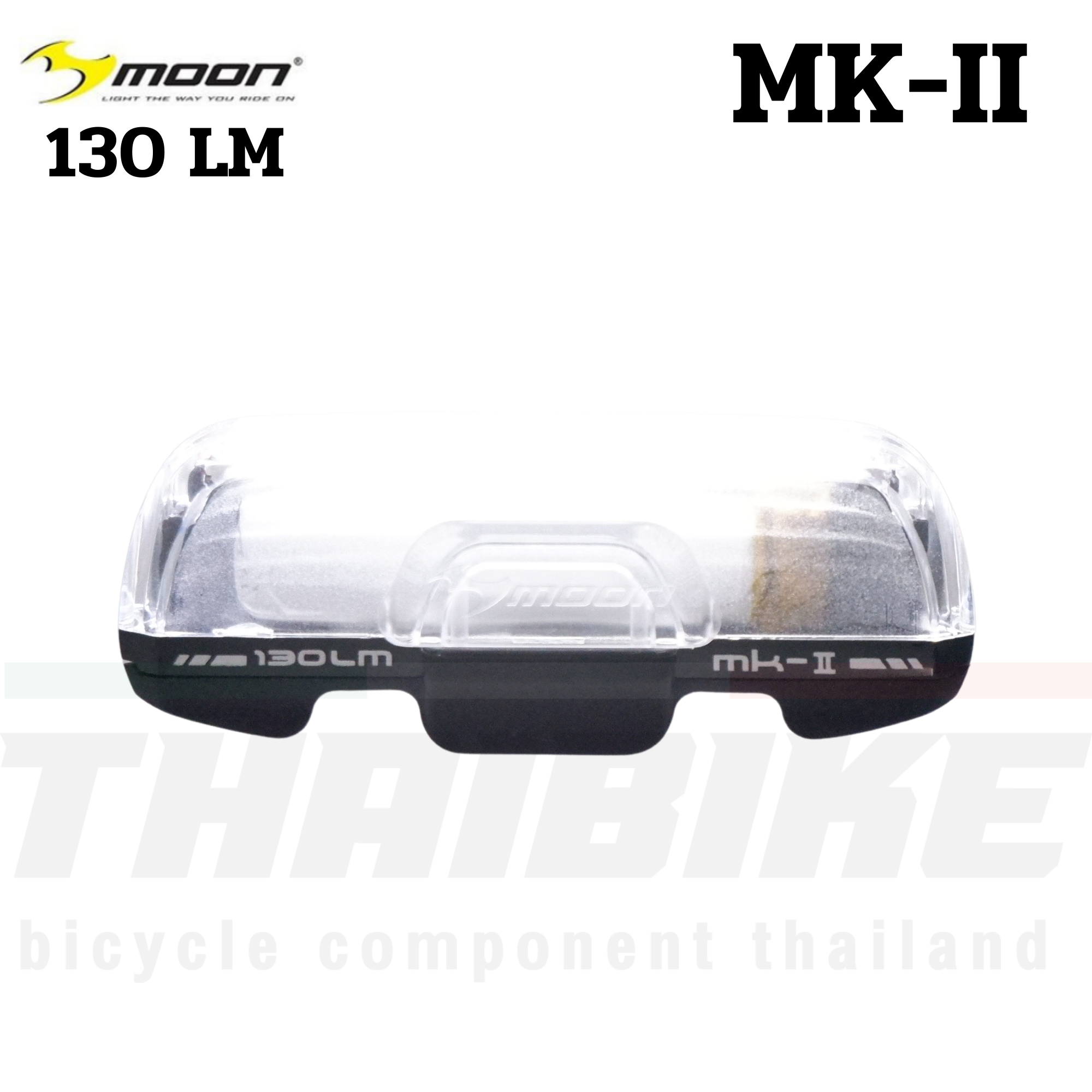 ไฟจักรยานเสือหมอบ เสือภูเขา ไฟสีขาว MOON MK-2-W USB rechargeable light 150LM