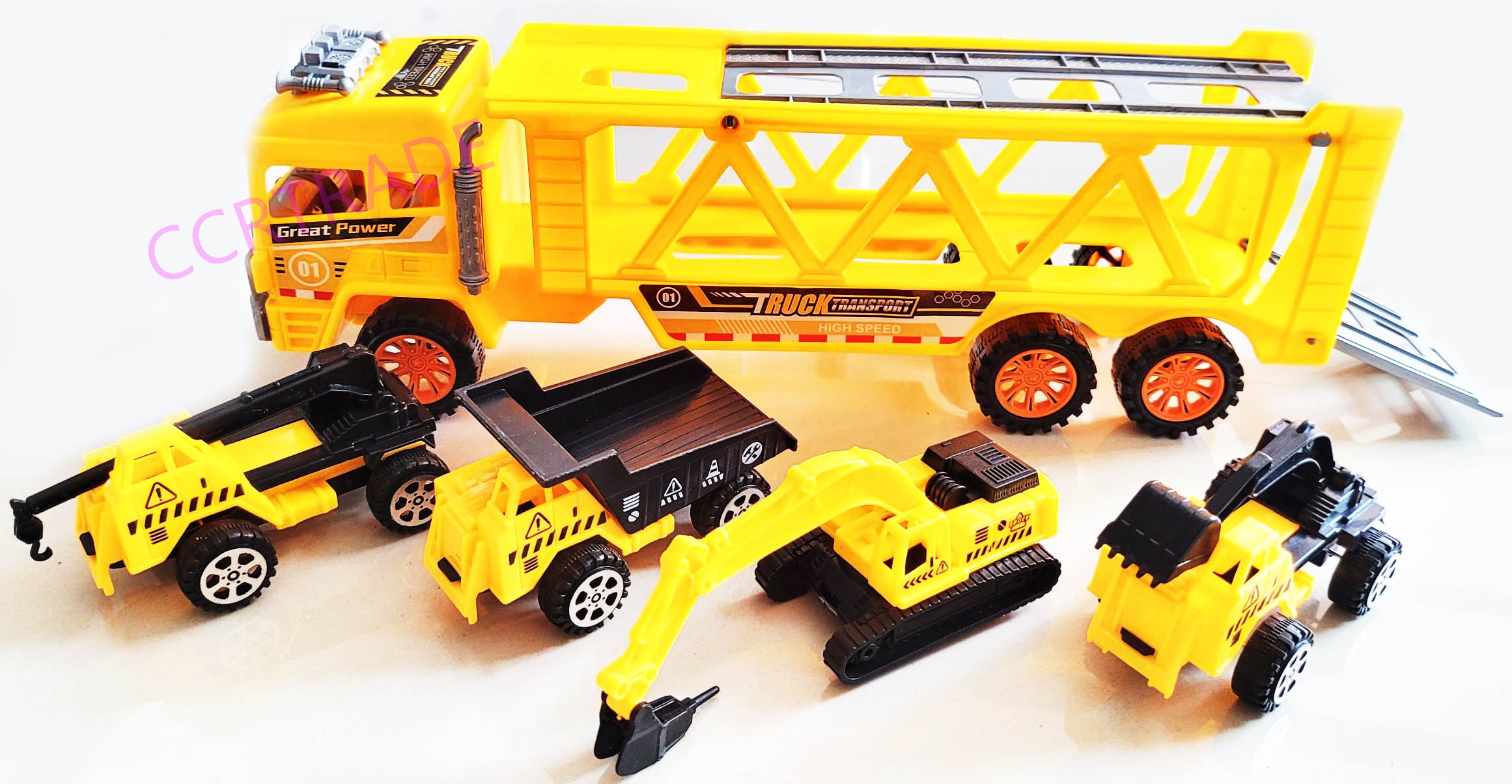 รถบรรทุกแม็คโคร มีลานฝาครอบ 18x38 ซม.(1x3)