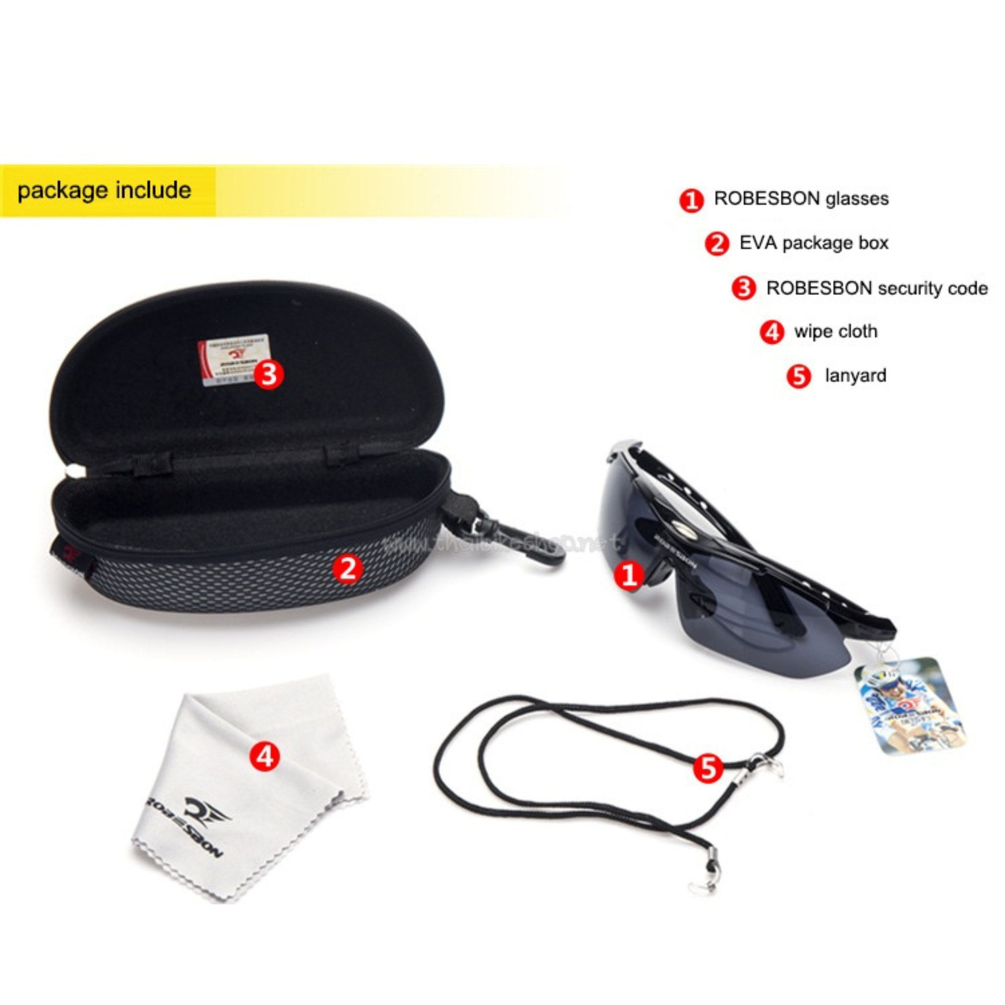 แว่นตาปั่นจักรยาน ROBESBON UV400 มีกล่อง