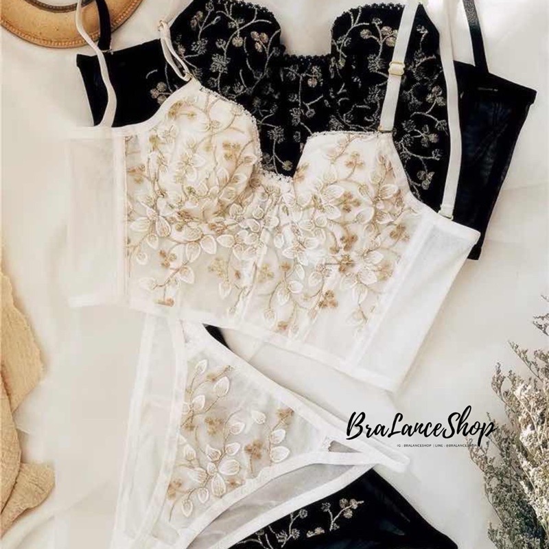 BLS✿8426 Setบรา+กกน. ชุดชั้นในสไตล์ครอปบรา งานปักสวยหรูพรีเมี่ยม