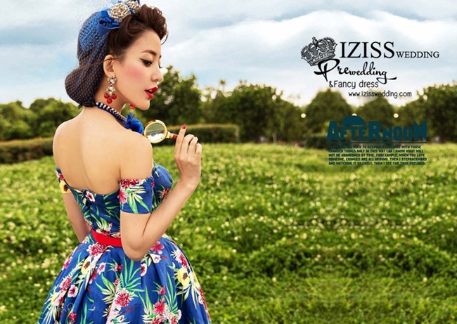 PW464- **พรีออเดอร์**ชุดแต่งงานแฟนซี ชุดเดรสสั้นสีน้ำเงิน ชุดถ่ายพรีเวดดิ้ง (prewedding dress) & ชุดแต่งงานแฟนซี (Fancy wedding dress) "ธีมสีน้ำเงิน"