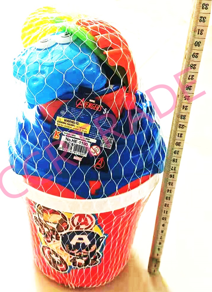 ชุดเล่นทรายอเวนเจอร์+กาถุงตาข่าย 14x27.5 ซม.(ลิขสิทธิ์แท้)(1x3)