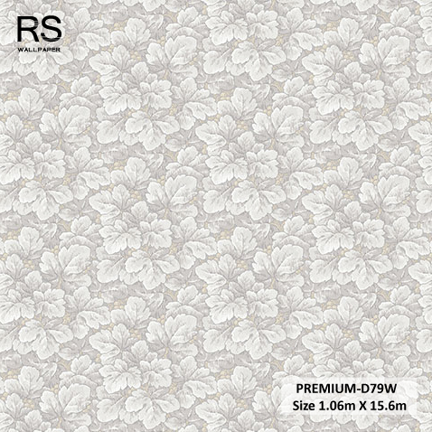 วอลเปเปอร์ลายใบไม้ สีเทาปนสีทอง PREMIUM-D79W