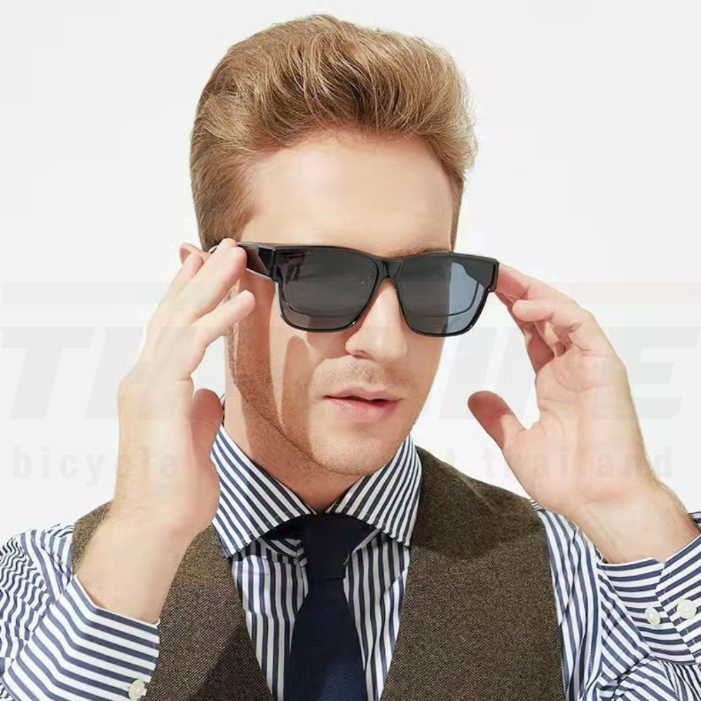 แว่นกันแดดสวมทับแว่นสายตาปั่นจักรยาน สำหรับผู้ชาย/ผู้หญิง ขับขี่-ท่องเที่ยว กลางวัน/กลางคืน UV400