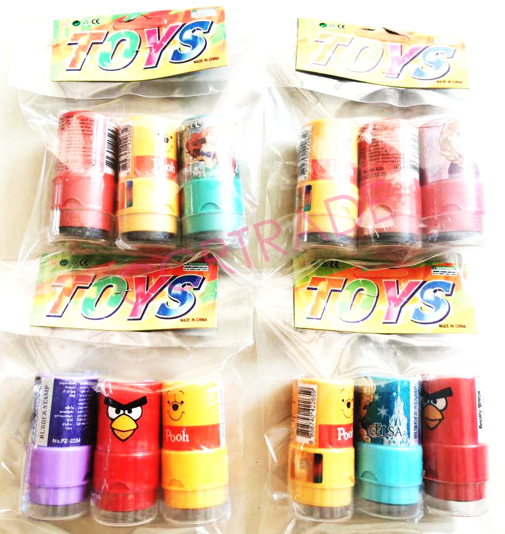 แท่งปั้มการ์ตูนลิขสิทธิ์ 3 แท่งคละลาย มีหมึกในตัว 3x5.7 ซม.(ลิขสิทธิ์แท้)