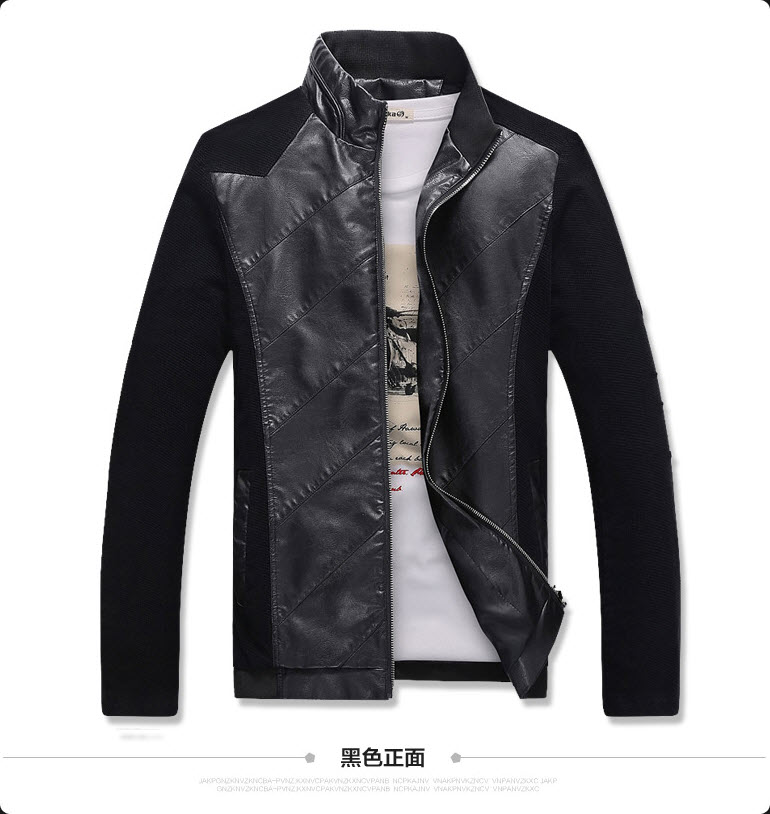 พร้อมส่ง เสื้อแจ็คเก็ตผู้ชาย เสื้อหนัง PU ผู้ชาย สีดำ ซิปหน้า แขนแต่งกระดุม ใส่เที่ยว ใส่ทำงาน ใส่แล้วเท่ห์