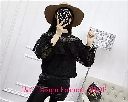 เสื้อลูกไม้สไตน์เกาหลีสีดำ เสื้อลูกไม้สไตน์วัยรุ่นสีดำ เสื้อใส่ผ้าซิ่น เสื้อลูกไม้สีดำแขนยาว 5 ส่วน เสื้อลูกไม้สีดำใส่กับผ้าซิ่น